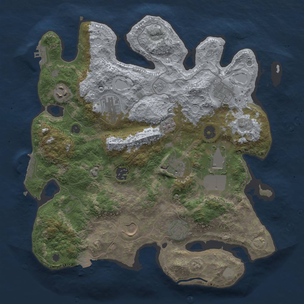 Rust Map: Procedural Map, Size: 3500, Seed: 276415117, 16 Monuments