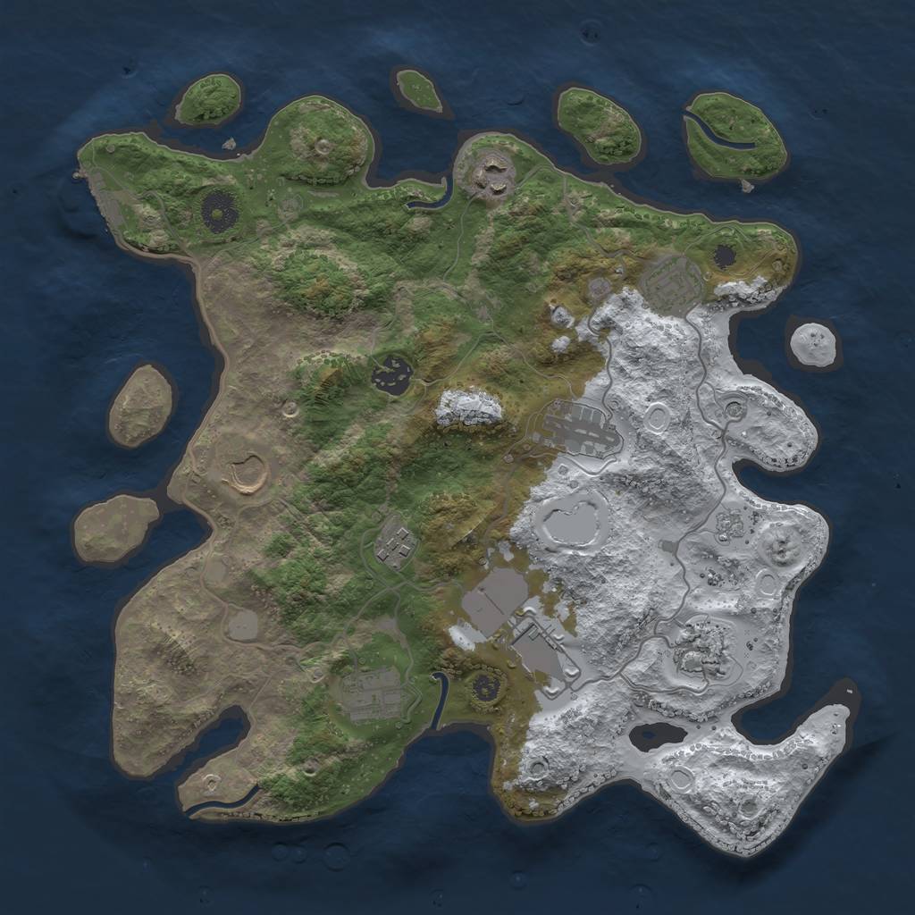 Rust Map: Procedural Map, Size: 3500, Seed: 1977443238, 17 Monuments