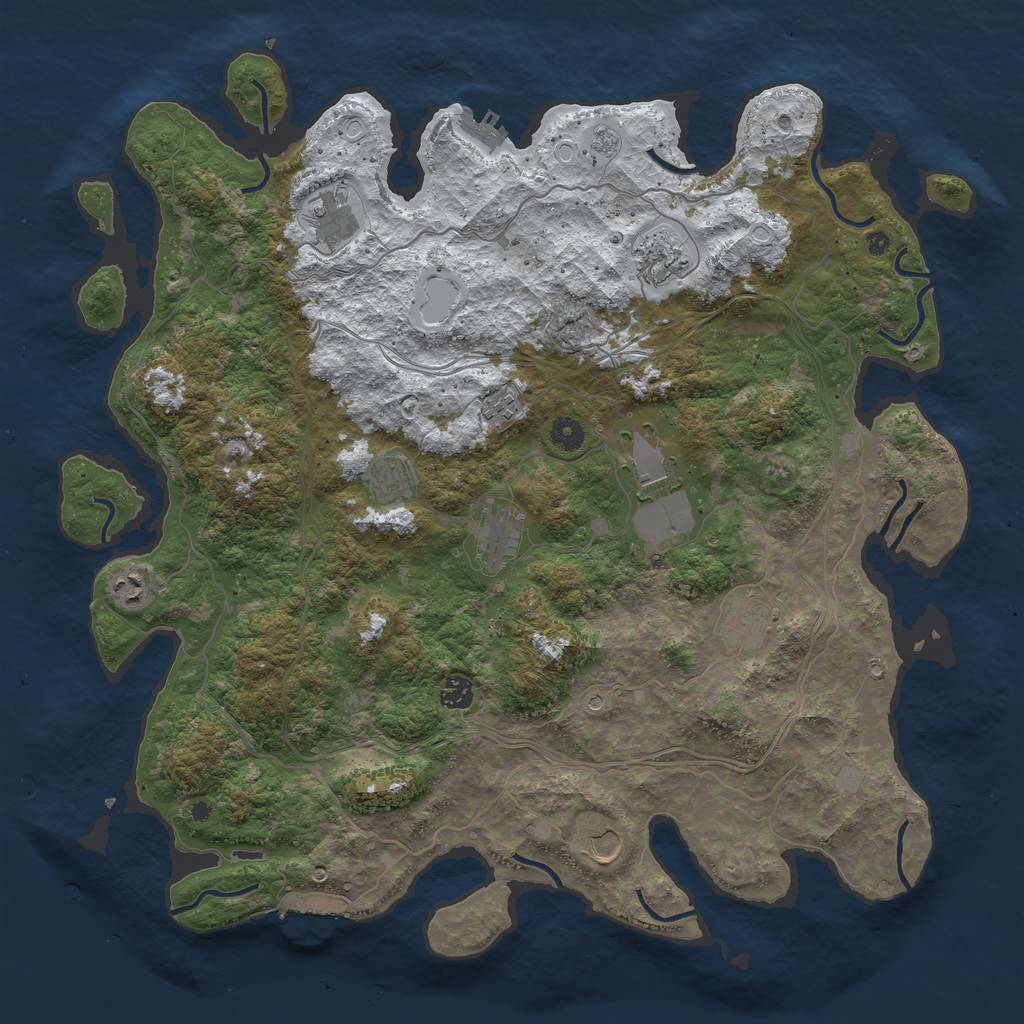 Rust Map: Procedural Map, Size: 4500, Seed: 1842547814, 19 Monuments