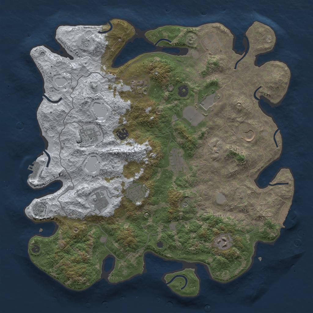 Rust Map: Procedural Map, Size: 4000, Seed: 1970727506, 20 Monuments