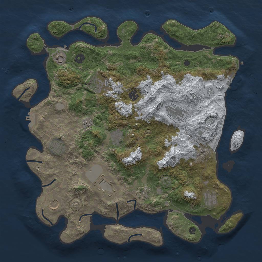 Rust Map: Procedural Map, Size: 3950, Seed: 1664766264, 20 Monuments