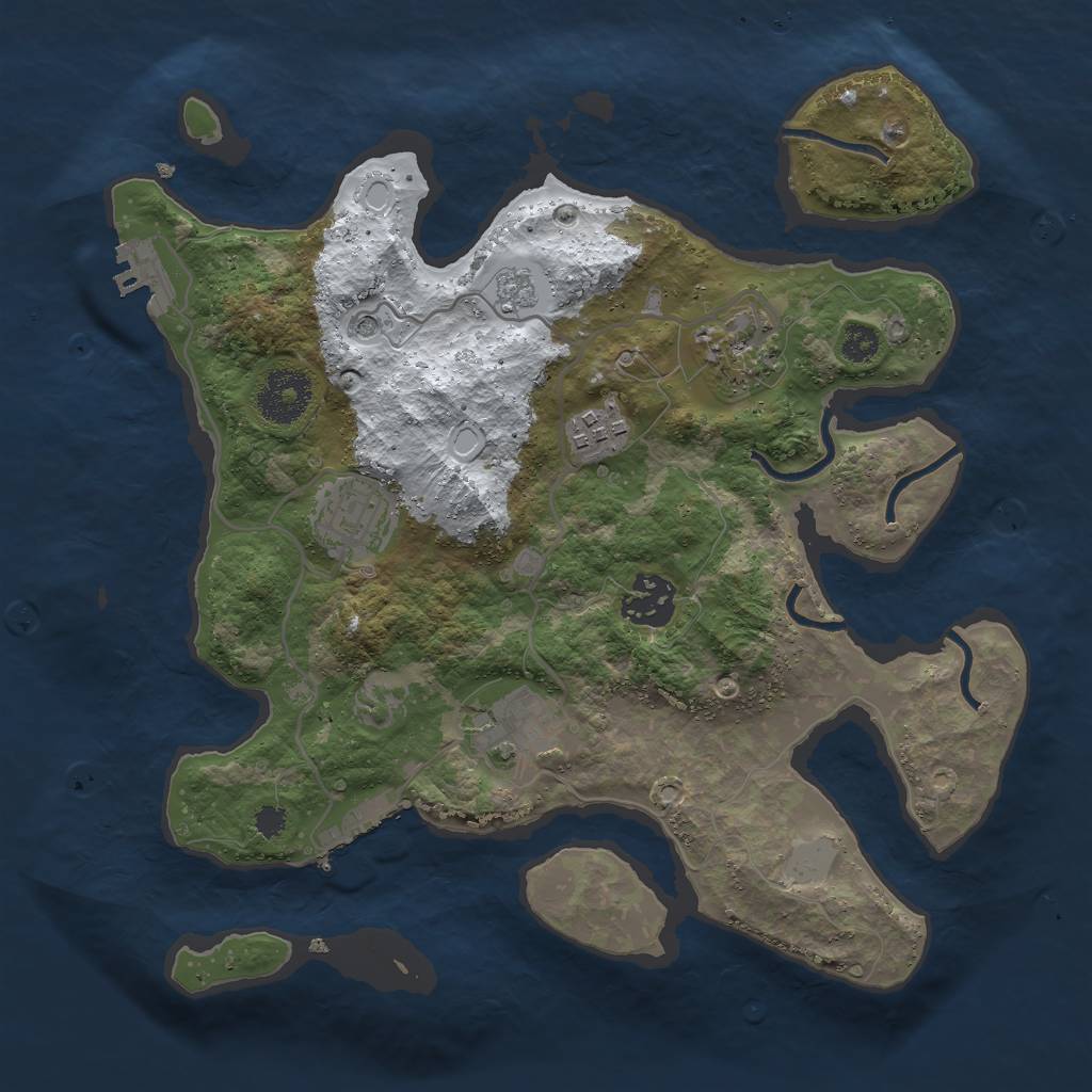 Rust Map: Procedural Map, Size: 3000, Seed: 51597, 14 Monuments