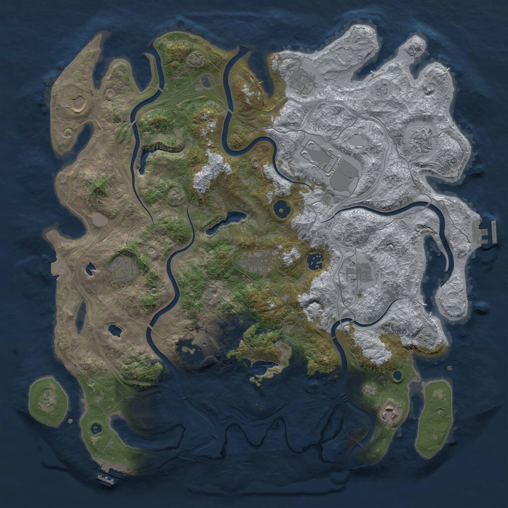 Rust Map: Procedural Map, Size: 4500, Seed: 2078373815, 17 Monuments