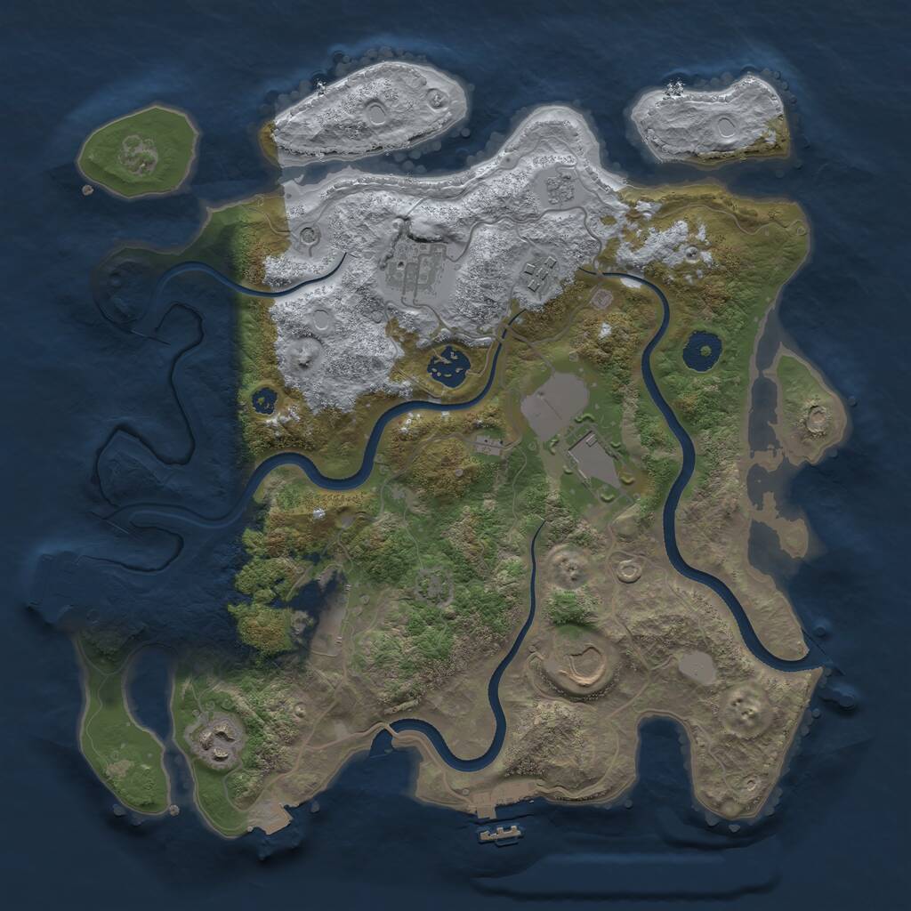 Rust Map: Procedural Map, Size: 3500, Seed: 766533750, 13 Monuments