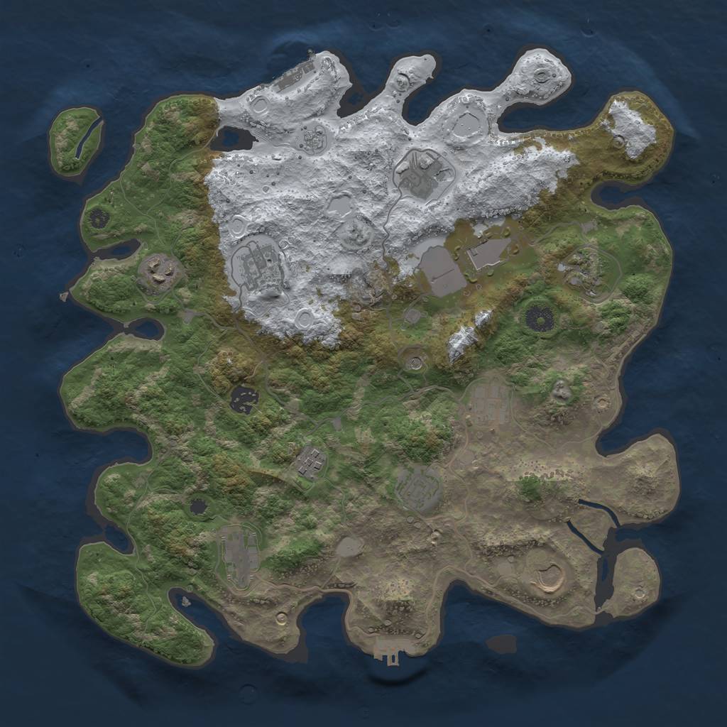 Rust Map: Procedural Map, Size: 3850, Seed: 911500216, 20 Monuments