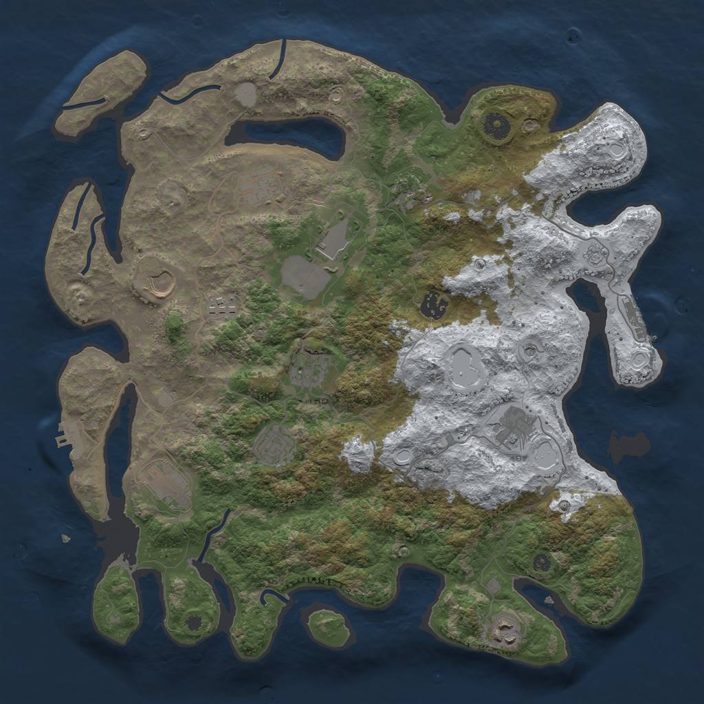 Rust Map: Procedural Map, Size: 3950, Seed: 1392119286, 20 Monuments