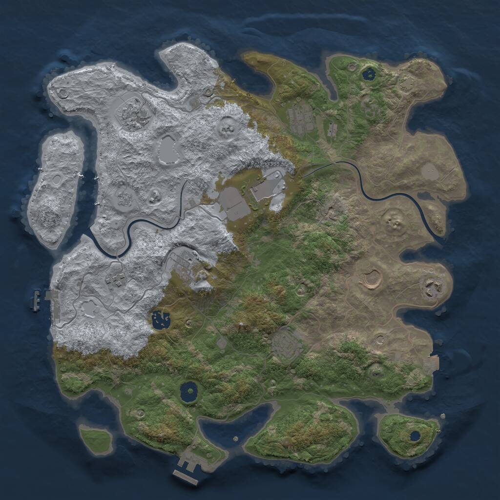 Rust Map: Procedural Map, Size: 3850, Seed: 1279043803, 15 Monuments