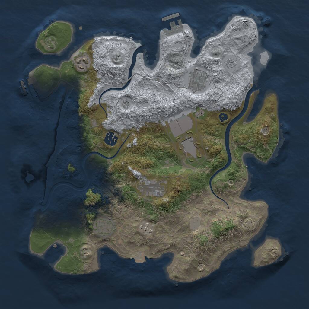 Rust Map: Procedural Map, Size: 3500, Seed: 1441777717, 13 Monuments