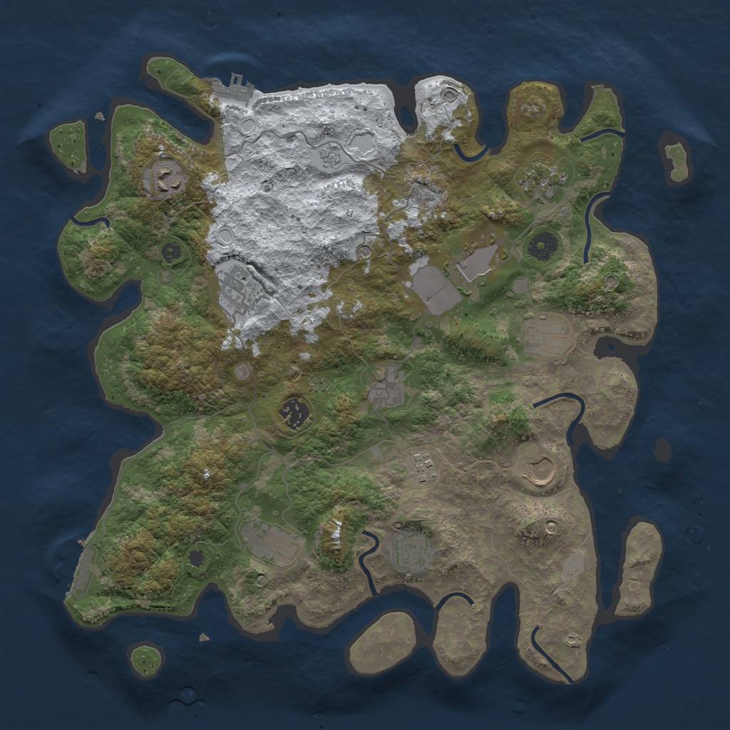 Rust Map: Procedural Map, Size: 3850, Seed: 1827202433, 20 Monuments