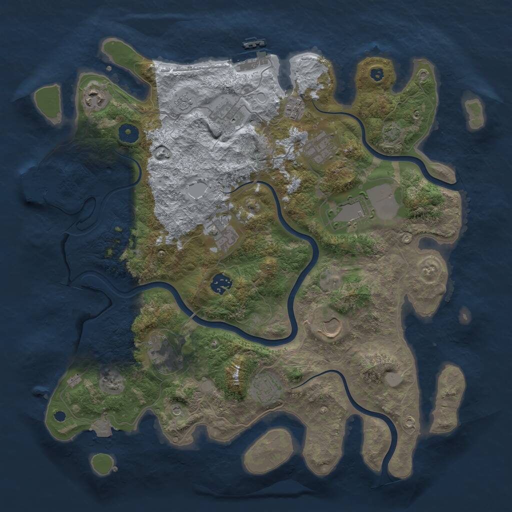 Rust Map: Procedural Map, Size: 3850, Seed: 1827202433, 16 Monuments