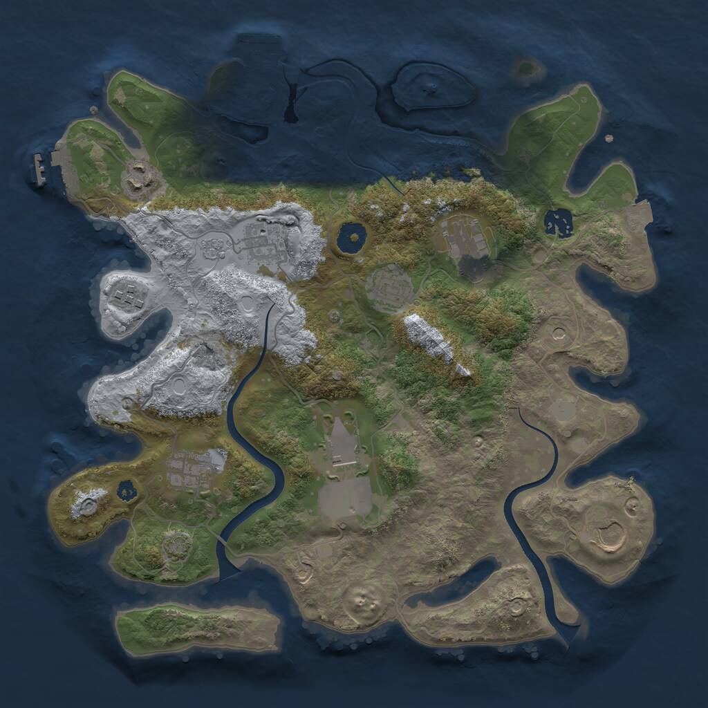 Rust Map: Procedural Map, Size: 3500, Seed: 1025696952, 15 Monuments