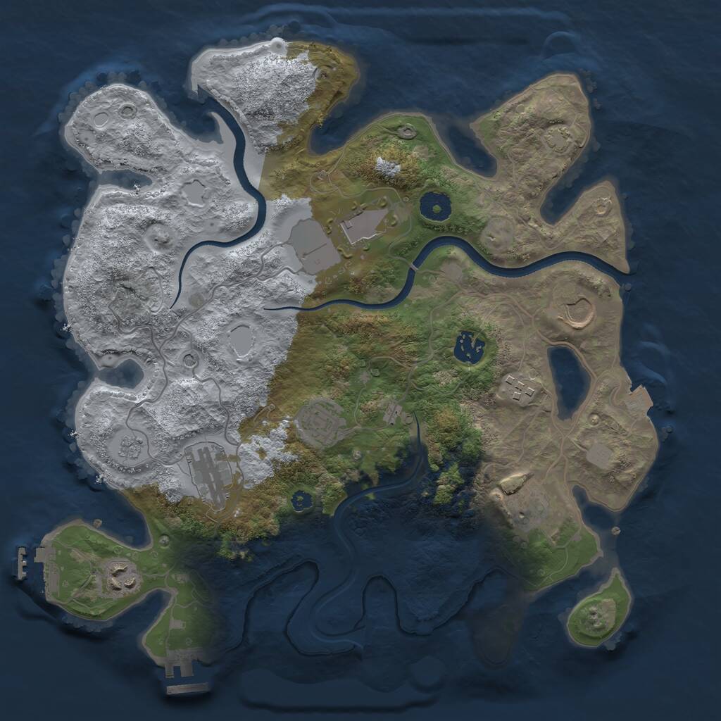Rust Map: Procedural Map, Size: 3500, Seed: 293740, 14 Monuments