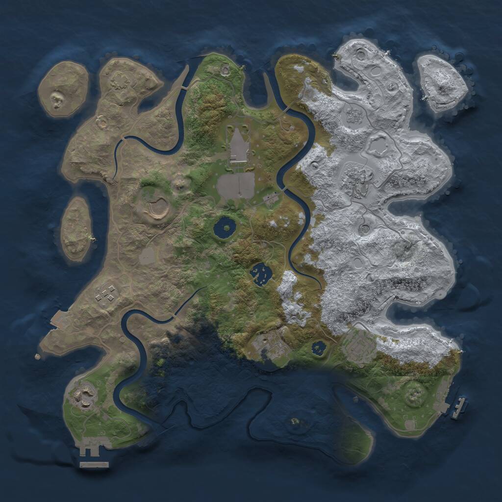 Rust Map: Procedural Map, Size: 3500, Seed: 2076027236, 14 Monuments