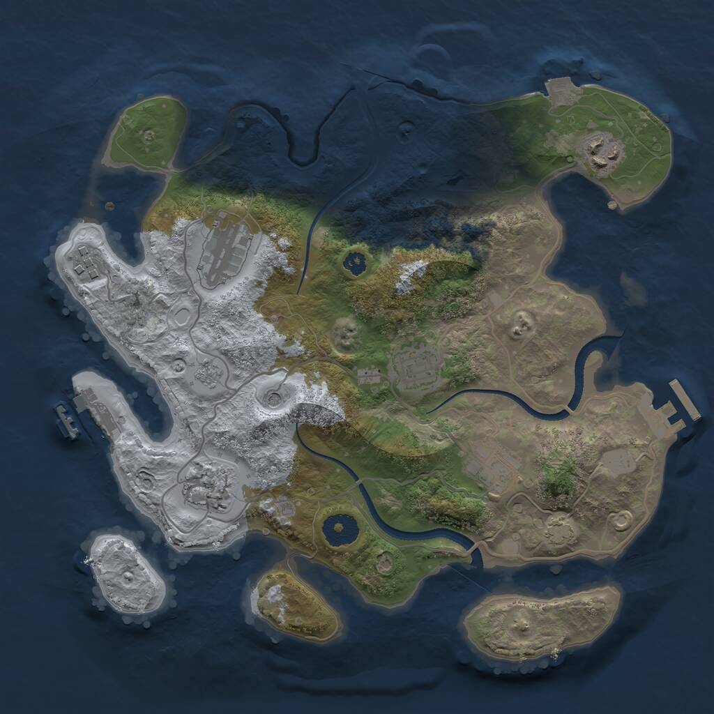 Rust Map: Procedural Map, Size: 3150, Seed: 84684612, 12 Monuments