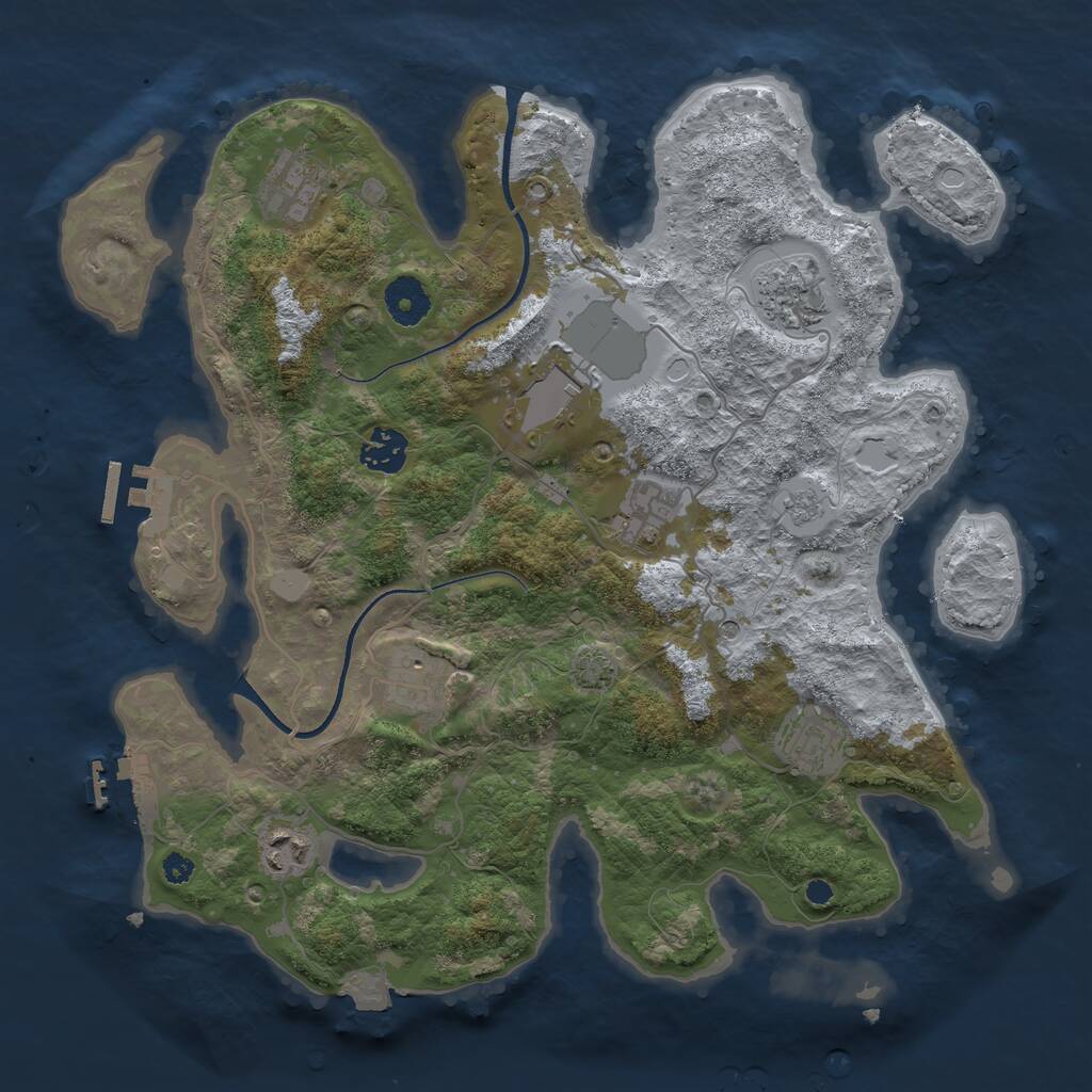 Rust Map: Procedural Map, Size: 3550, Seed: 723487152, 14 Monuments