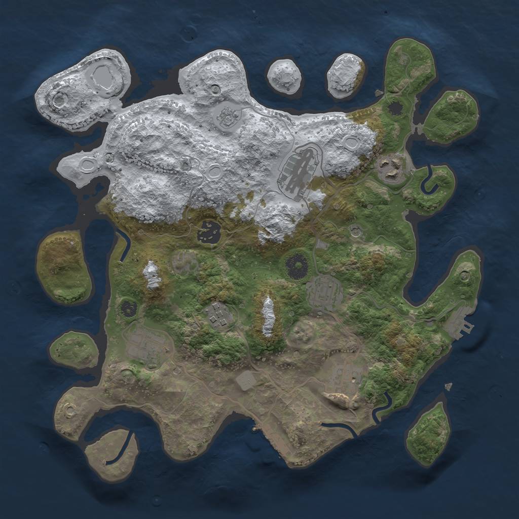 Rust Map: Procedural Map, Size: 3250, Seed: 2038658869, 16 Monuments