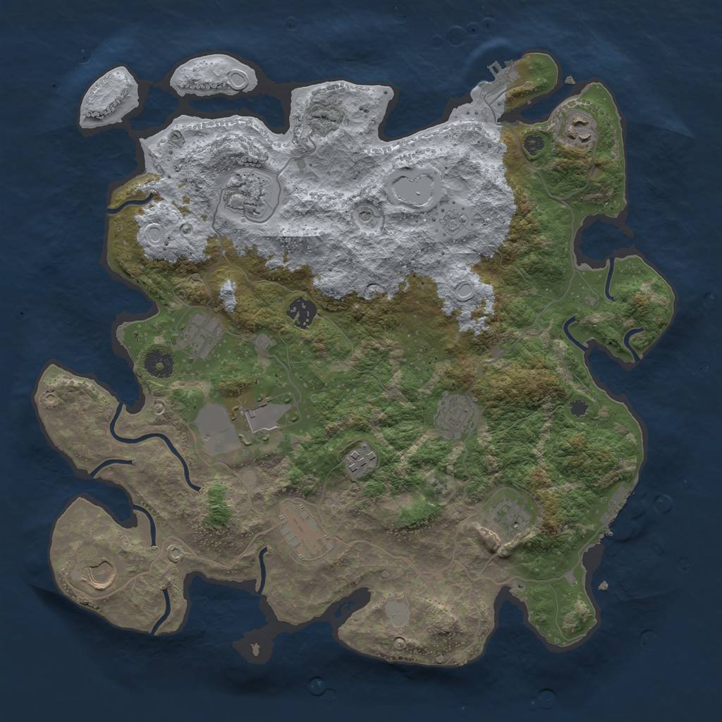 Rust Map: Procedural Map, Size: 3750, Seed: 1365107024, 19 Monuments