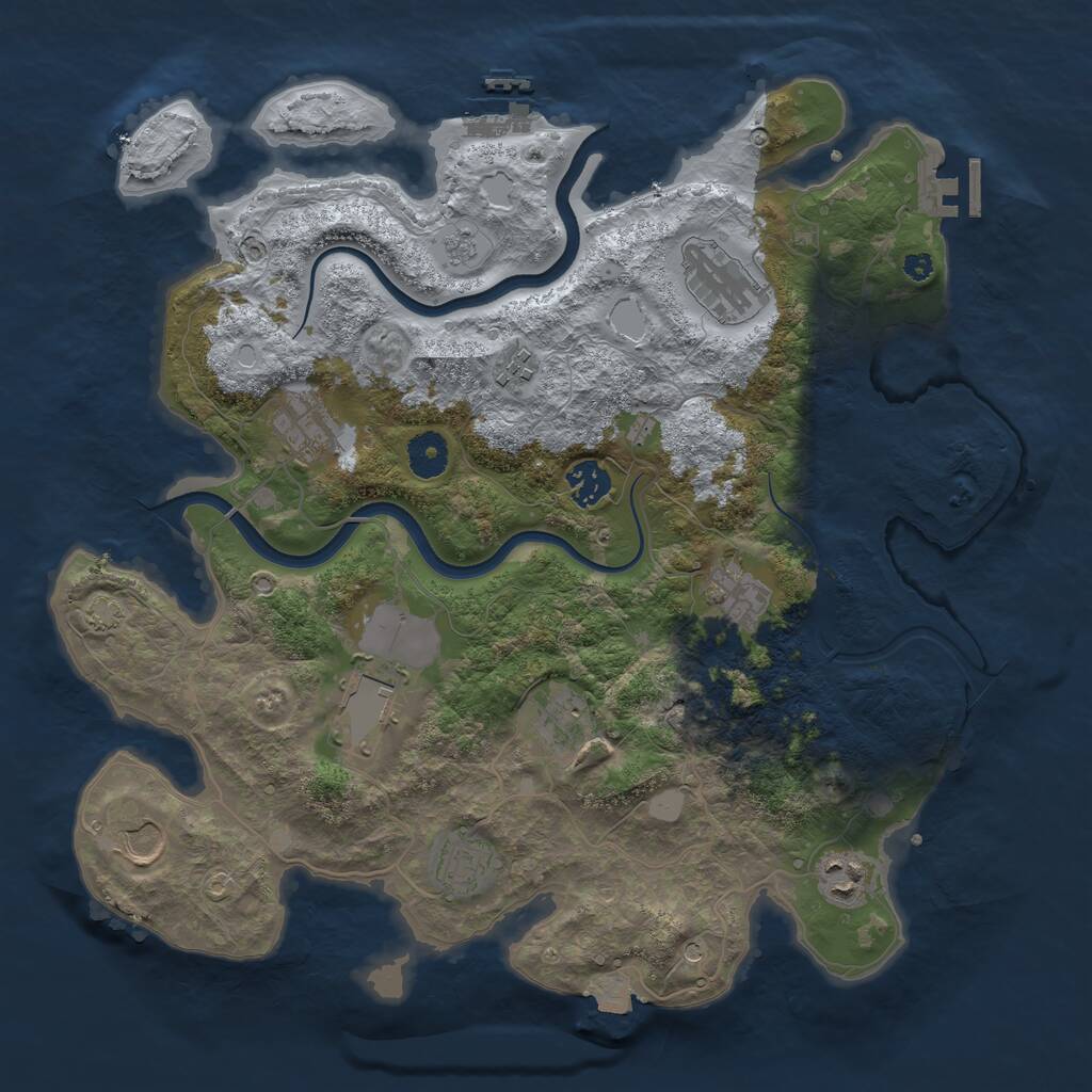 Rust Map: Procedural Map, Size: 3750, Seed: 1365107024, 16 Monuments