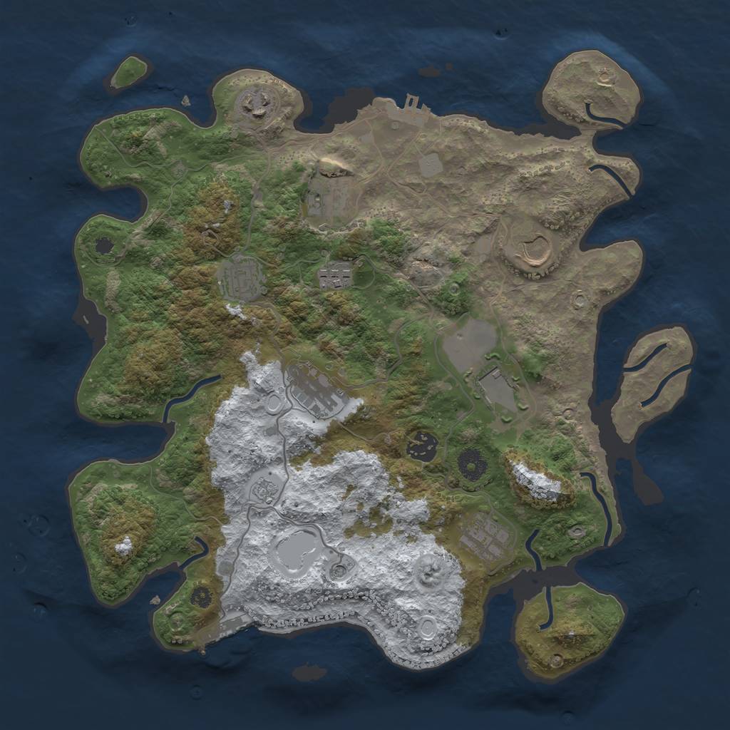 Rust Map: Procedural Map, Size: 3600, Seed: 3863082, 18 Monuments