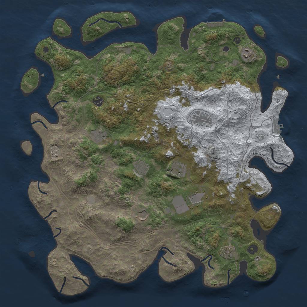 Rust Map: Procedural Map, Size: 4500, Seed: 1242705095, 19 Monuments