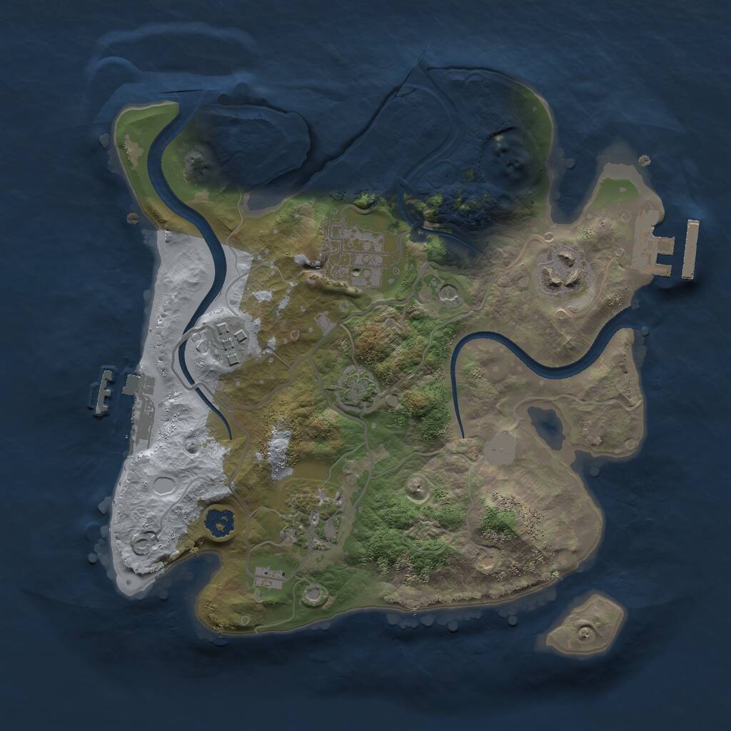 Rust Map: Procedural Map, Size: 2500, Seed: 1387786181, 9 Monuments