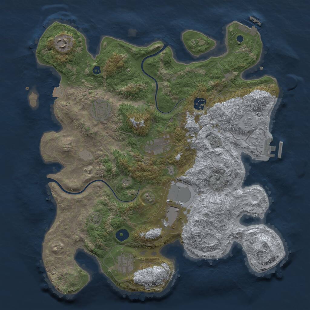 Rust Map: Procedural Map, Size: 3700, Seed: 1746300109, 13 Monuments