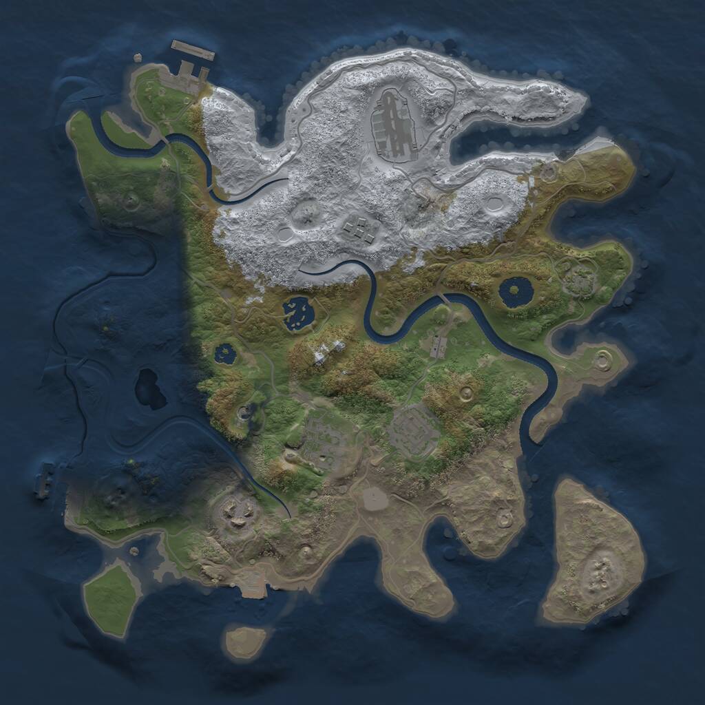Rust Map: Procedural Map, Size: 3250, Seed: 220505, 11 Monuments