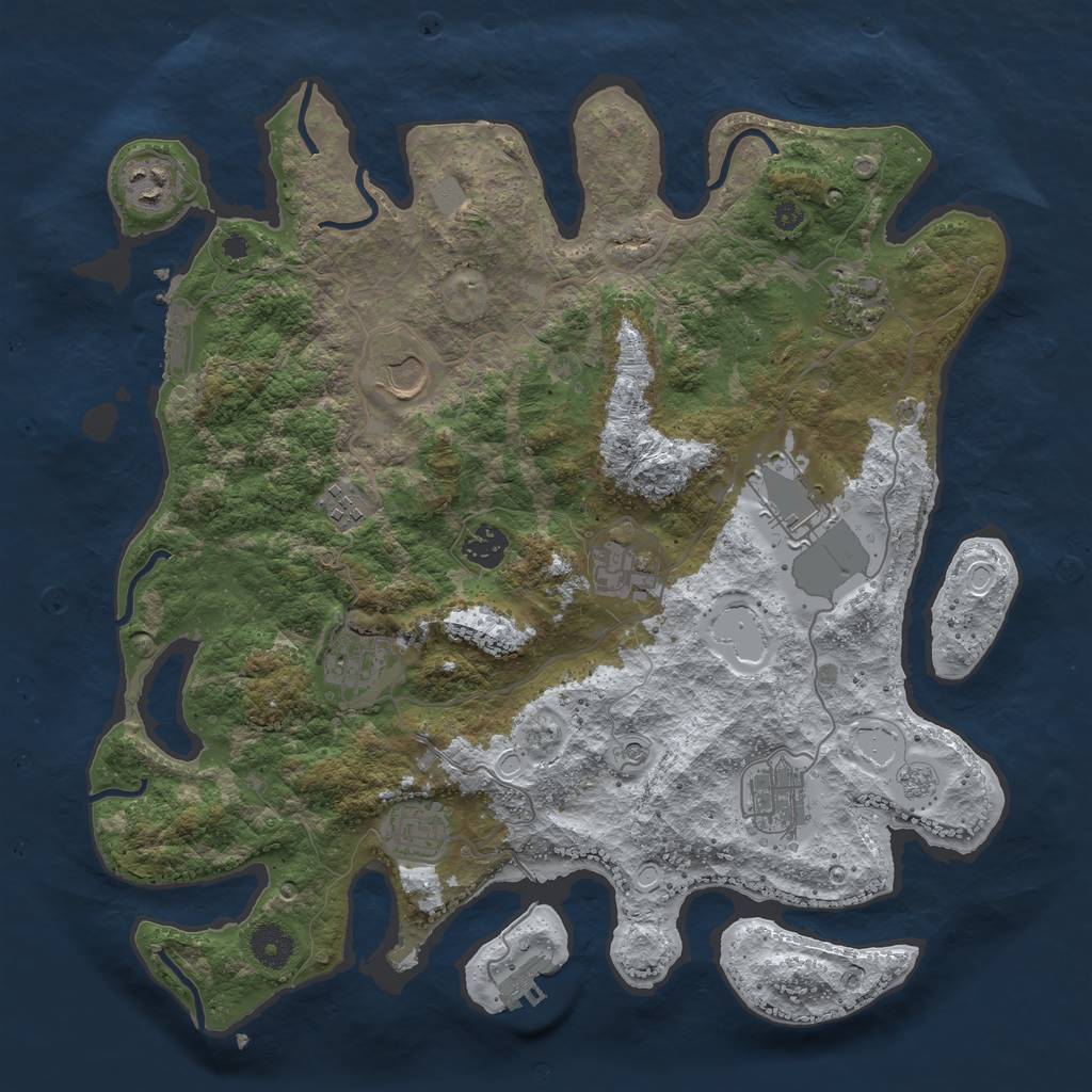 Rust Map: Procedural Map, Size: 3800, Seed: 2043036674, 19 Monuments