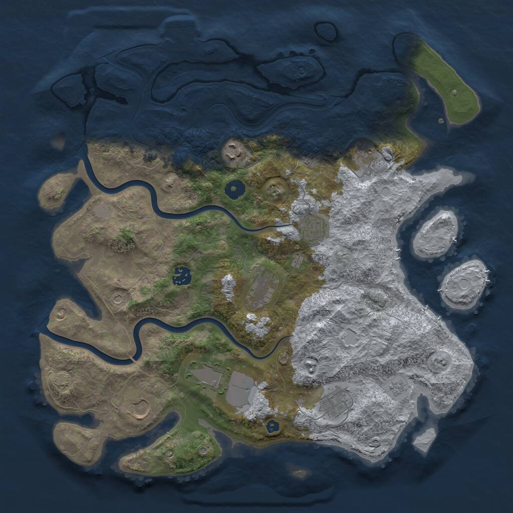 Rust Map: Procedural Map, Size: 3950, Seed: 363895072, 14 Monuments