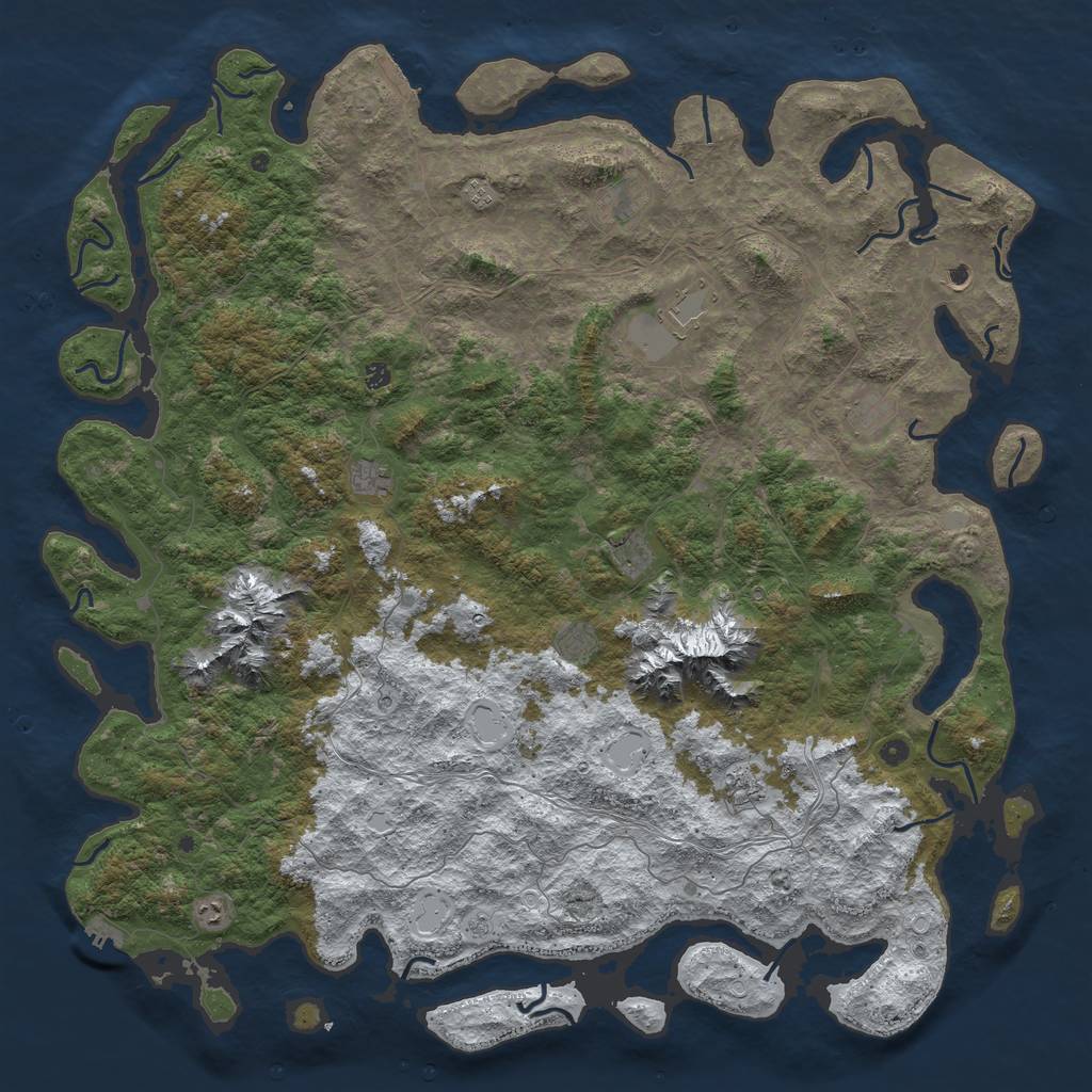 Rust Map: Procedural Map, Size: 6000, Seed: 39606, 20 Monuments