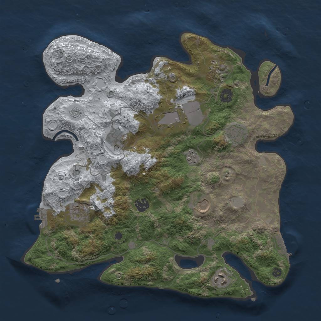 Rust Map: Procedural Map, Size: 3500, Seed: 421673, 18 Monuments