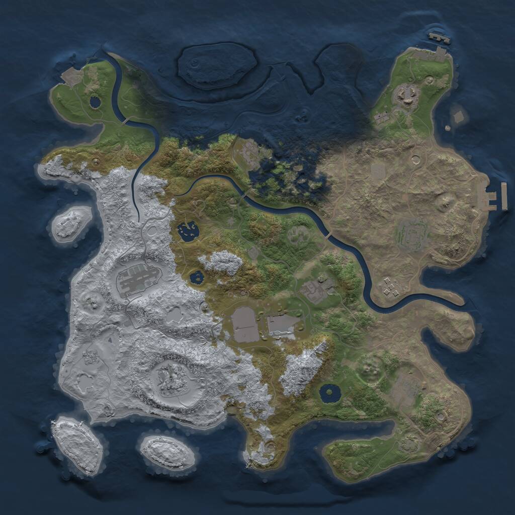 Rust Map: Procedural Map, Size: 3750, Seed: 2007808810, 16 Monuments