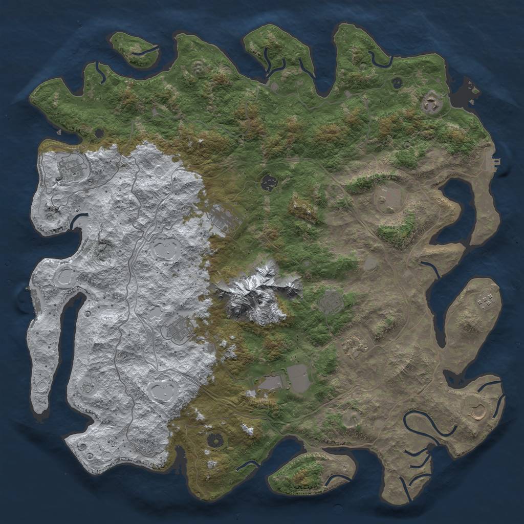 Rust Map: Procedural Map, Size: 5000, Seed: 38417253, 20 Monuments