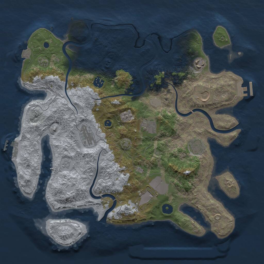 Rust Map: Procedural Map, Size: 3750, Seed: 229704906, 14 Monuments