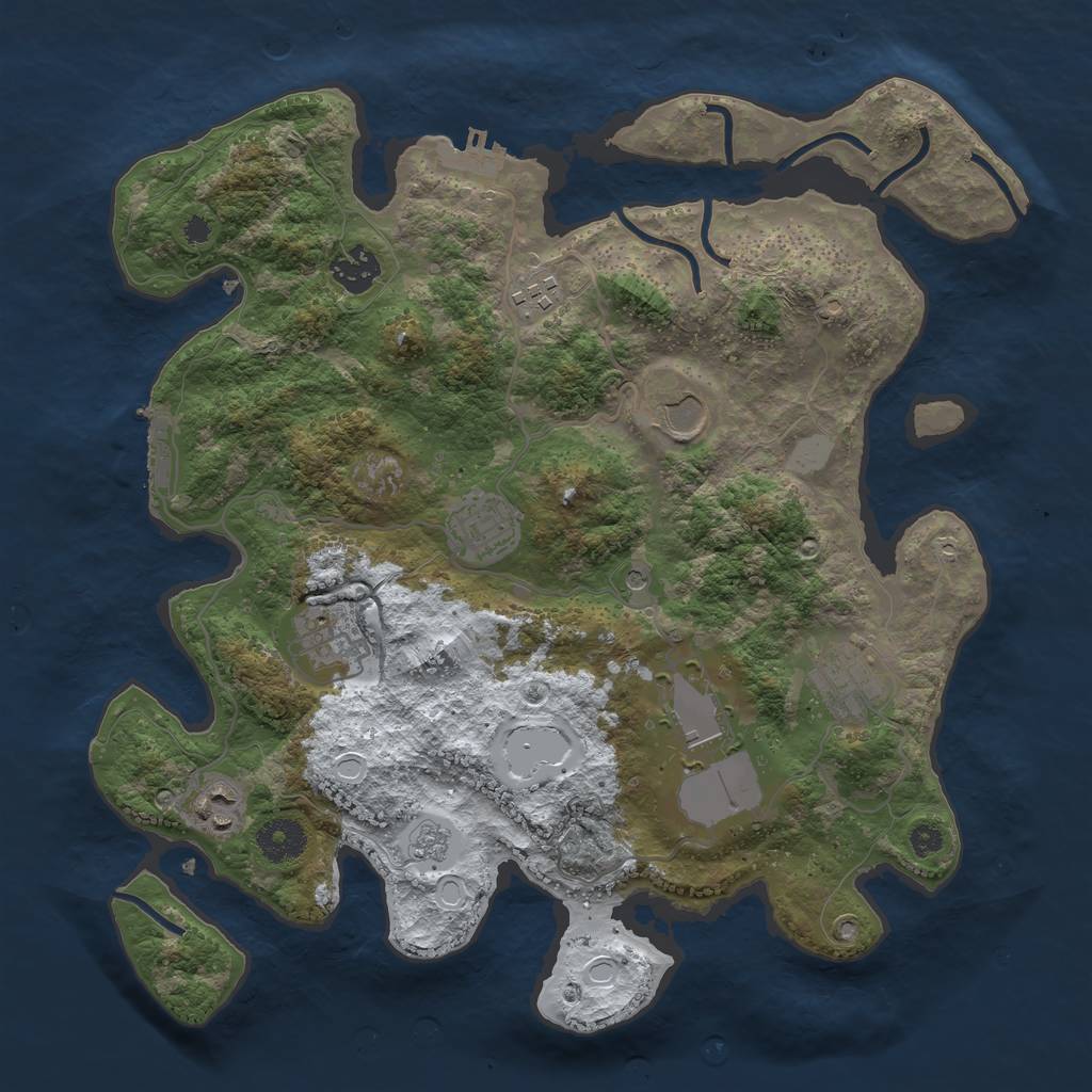 Rust Map: Procedural Map, Size: 3500, Seed: 39911, 17 Monuments