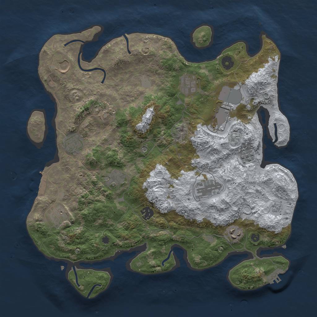 Rust Map: Procedural Map, Size: 3750, Seed: 358108172, 20 Monuments