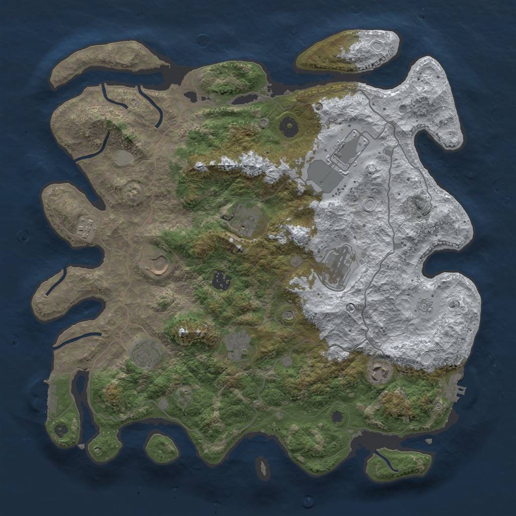 Rust Map: Procedural Map, Size: 4000, Seed: 9999999, 18 Monuments
