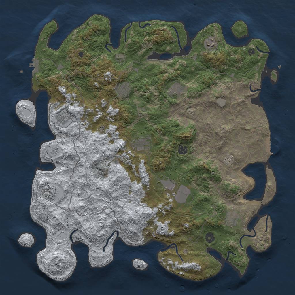 Rust Map: Procedural Map, Size: 4500, Seed: 418433811, 19 Monuments