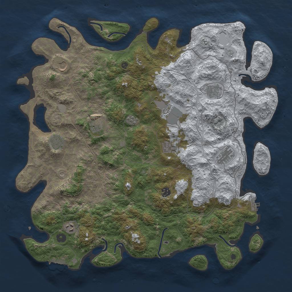Rust Map: Procedural Map, Size: 4600, Seed: 1235864, 19 Monuments