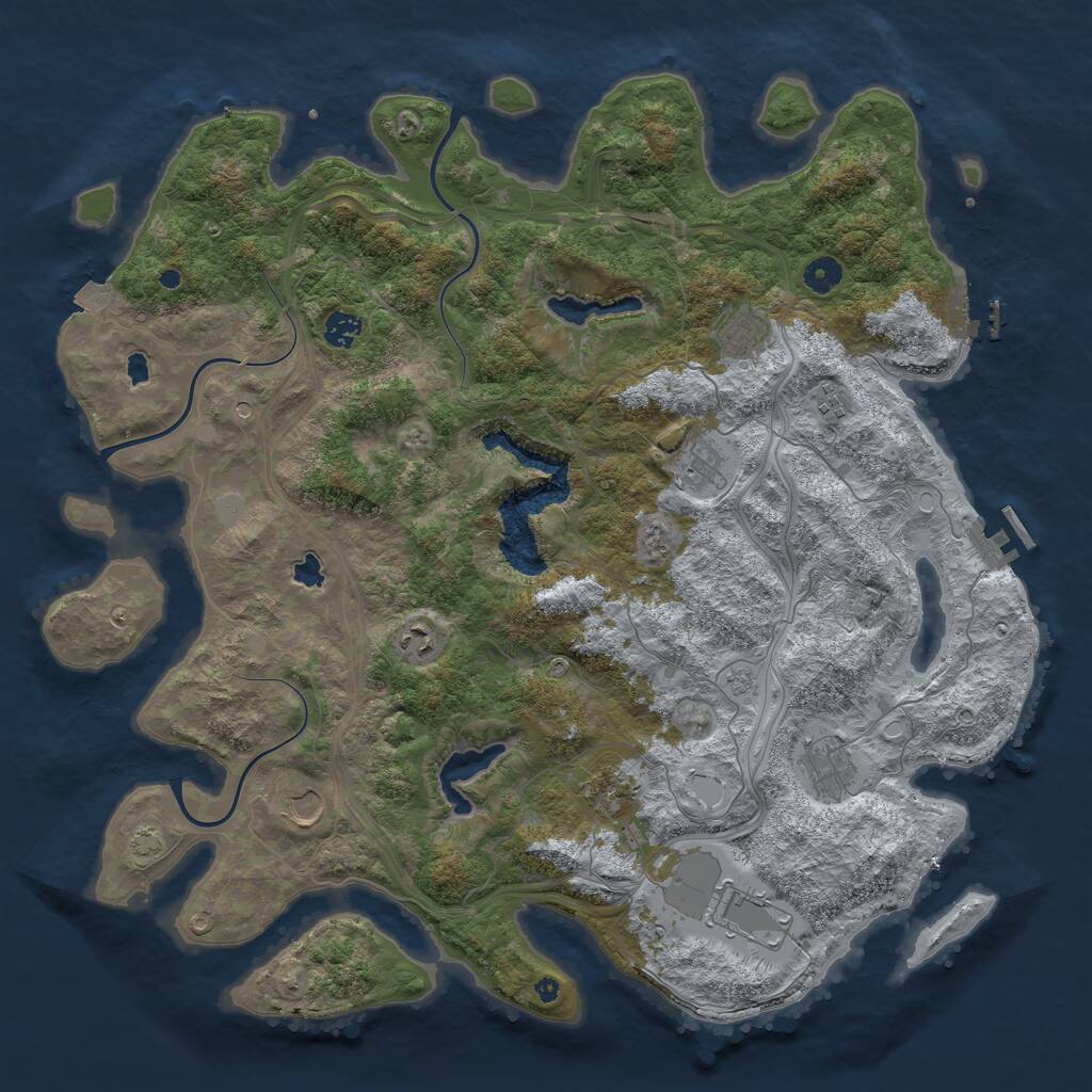 Rust Map: Procedural Map, Size: 4500, Seed: 9768, 15 Monuments