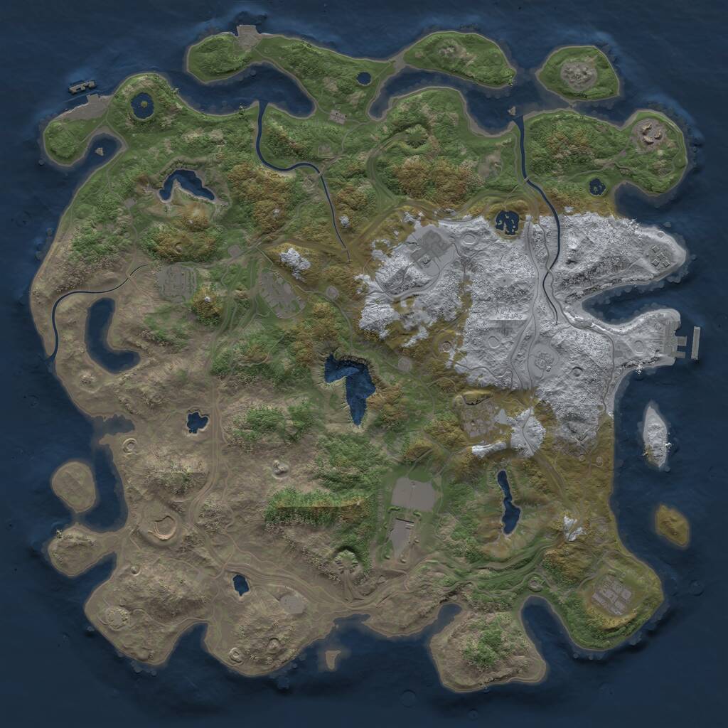 Rust Map: Procedural Map, Size: 4500, Seed: 1243295457, 16 Monuments