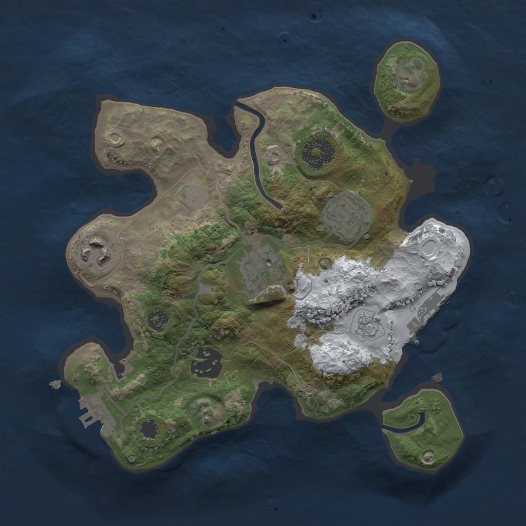 Rust Map: Procedural Map, Size: 2500, Seed: 2222, 12 Monuments