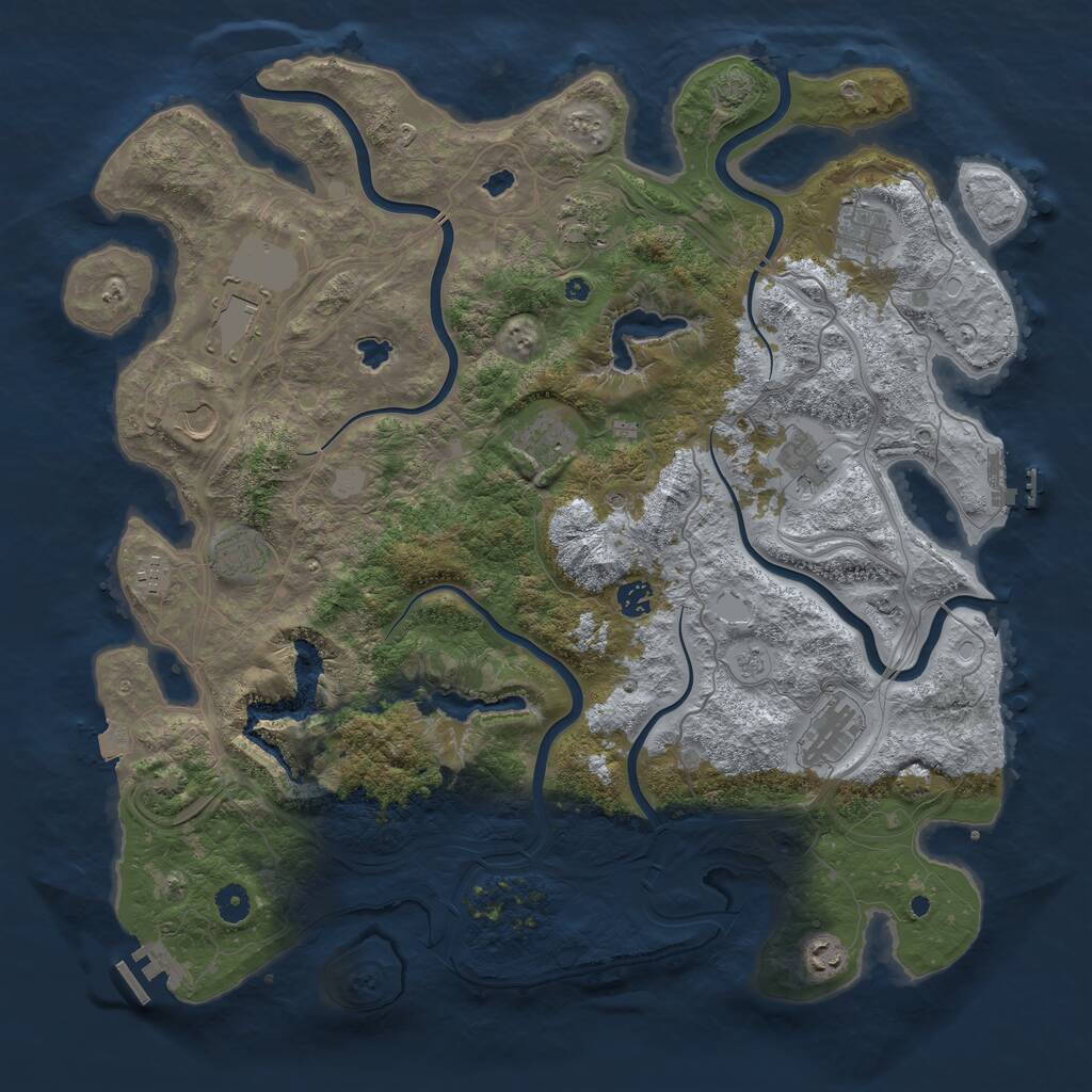 Rust Map: Procedural Map, Size: 4500, Seed: 889197738, 17 Monuments