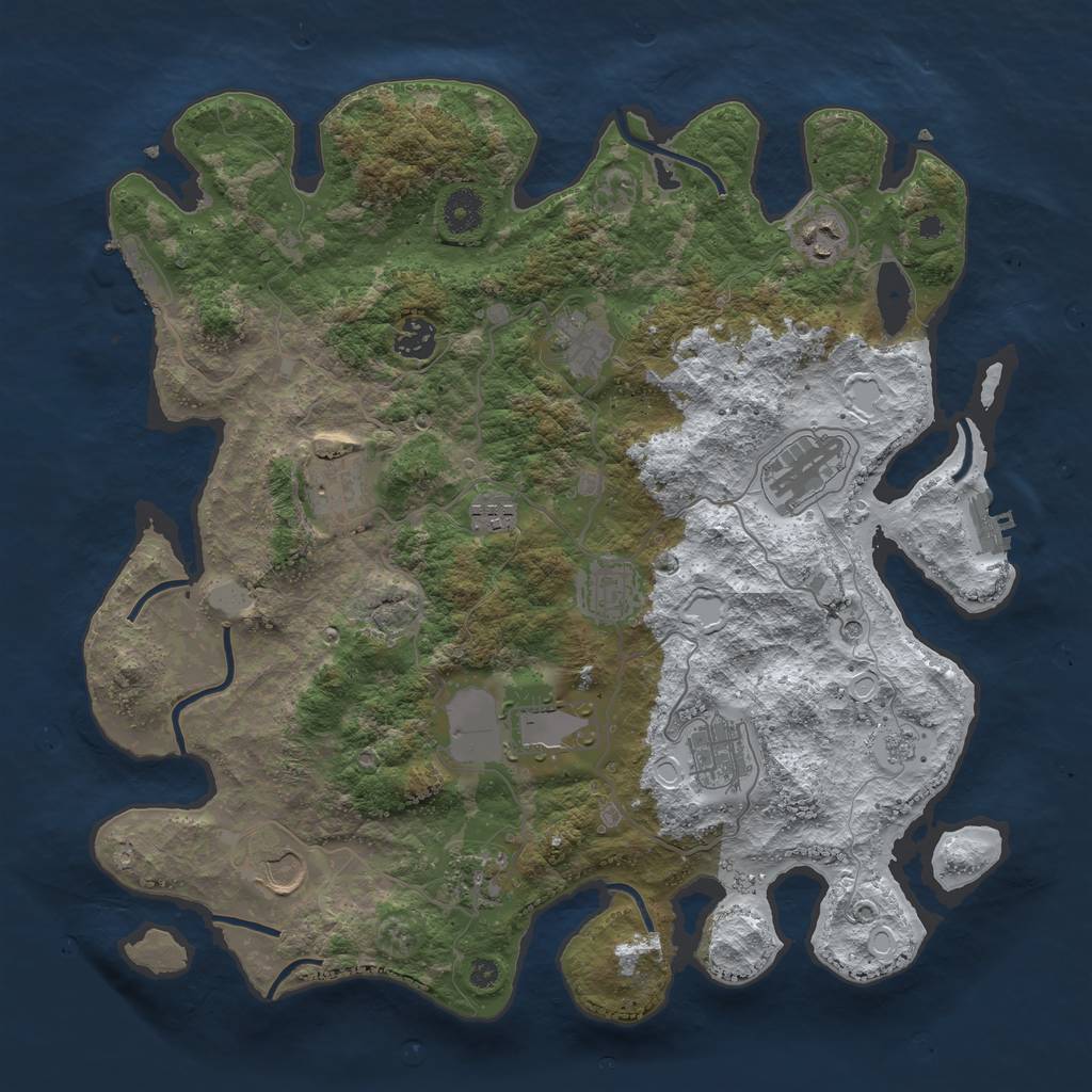 Rust Map: Procedural Map, Size: 3850, Seed: 1330326343, 20 Monuments