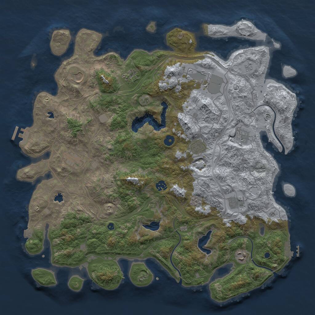Rust Map: Procedural Map, Size: 4500, Seed: 245475, 16 Monuments