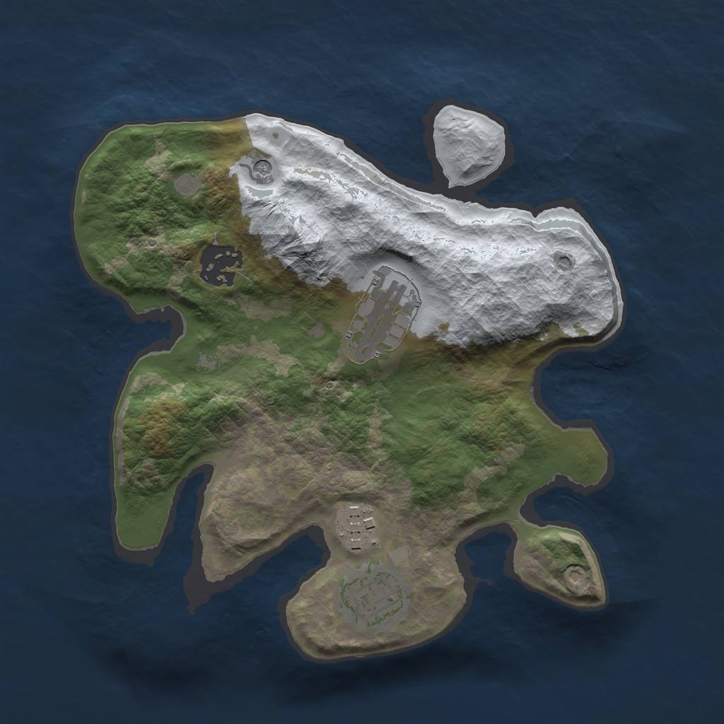 Rust Map: Barren, Size: 2500, Seed: 39, 7 Monuments