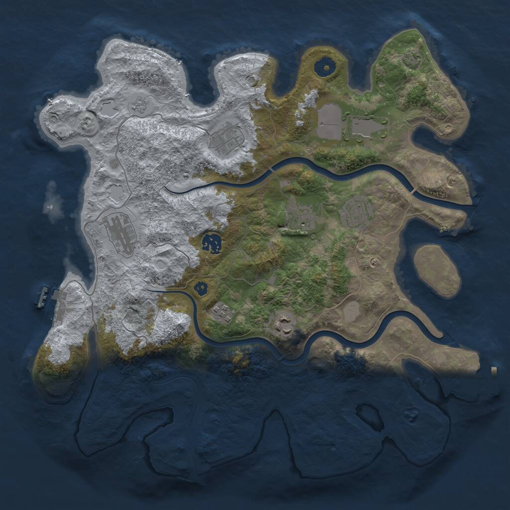 Rust Map: Procedural Map, Size: 3750, Seed: 641560864, 13 Monuments