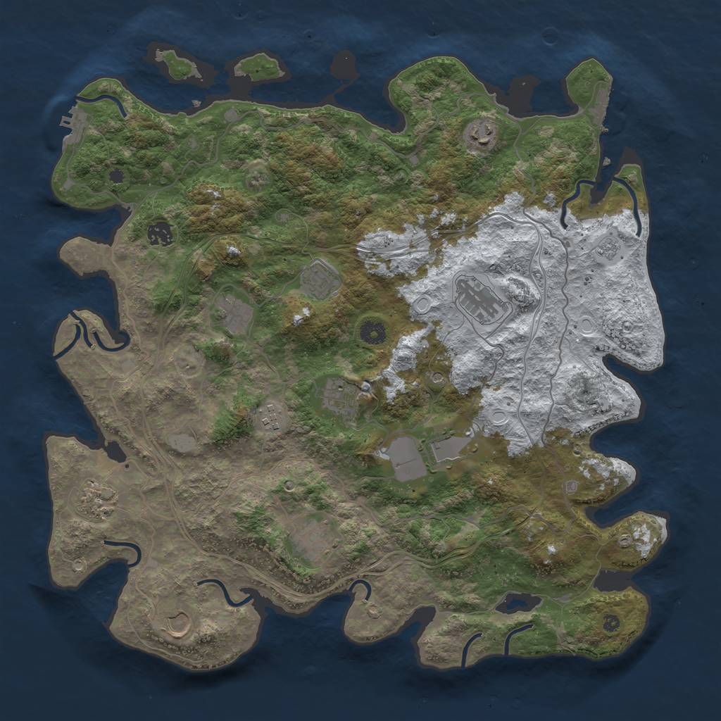 Rust Map: Procedural Map, Size: 4250, Seed: 733492580, 20 Monuments