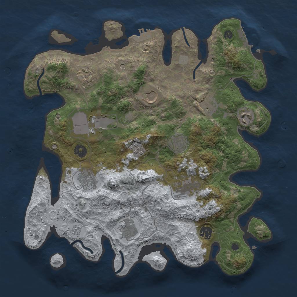 Rust Map: Procedural Map, Size: 3500, Seed: 1129286387, 20 Monuments