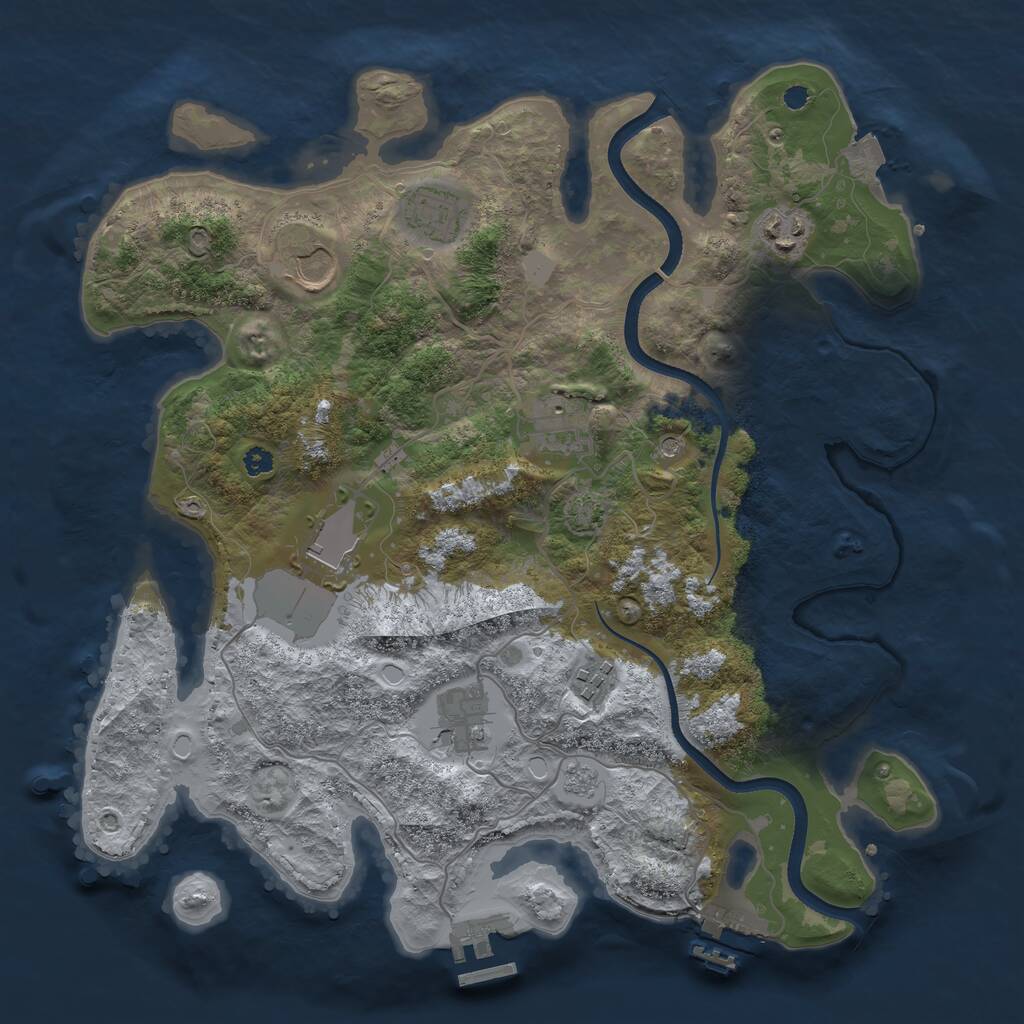 Rust Map: Procedural Map, Size: 3500, Seed: 1129286387, 13 Monuments